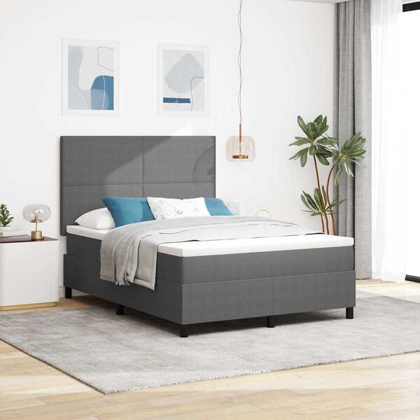 vidaXL Letto a molle Grigio chiaro e bianco 203 x 160 x 128 cm