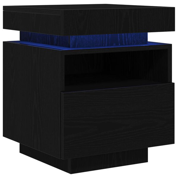 vidaXL Armadio da Notte con cassetto Rovere Nero 40 x 39 x 48,5 cm
