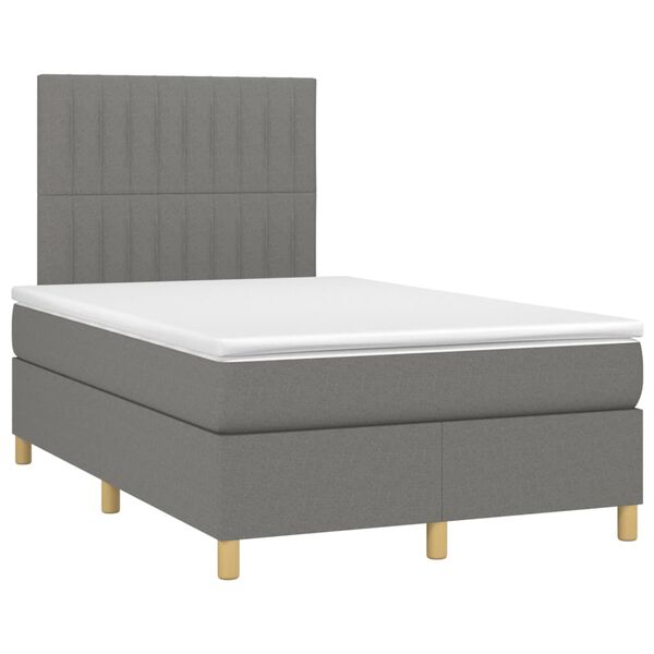 vidaXL Letto a Molle Materasso e LED Grigio Scuro 120x200cm in Tessuto
