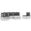 vidaXL Set Salotto da Giardino 6 pz con Cuscini in Acciaio Bianco