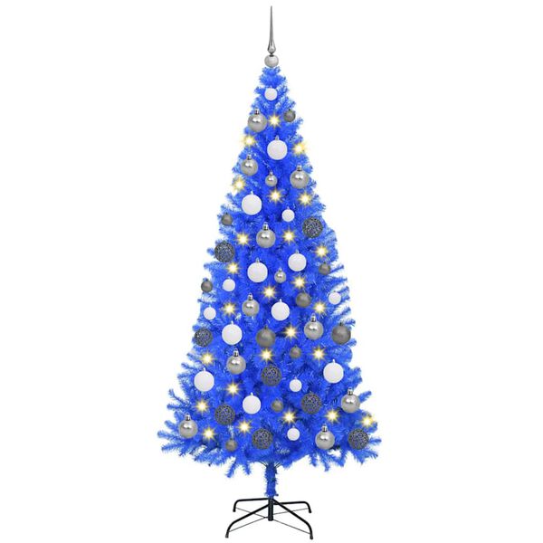 vidaXL Albero di Natale con 300 LED con supporto Blu 180 cm PVC