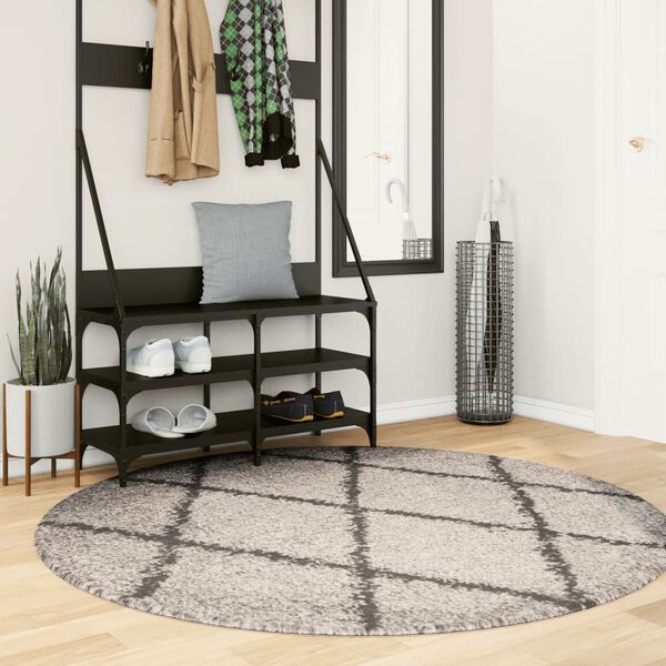 vidaXL Tappeto Shaggy PAMPLONA a Pelo Lungo Beige e Antracite Ø 160 cm