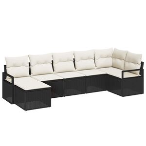 vidaXL Set di divani 7 pz Nero polyrattan