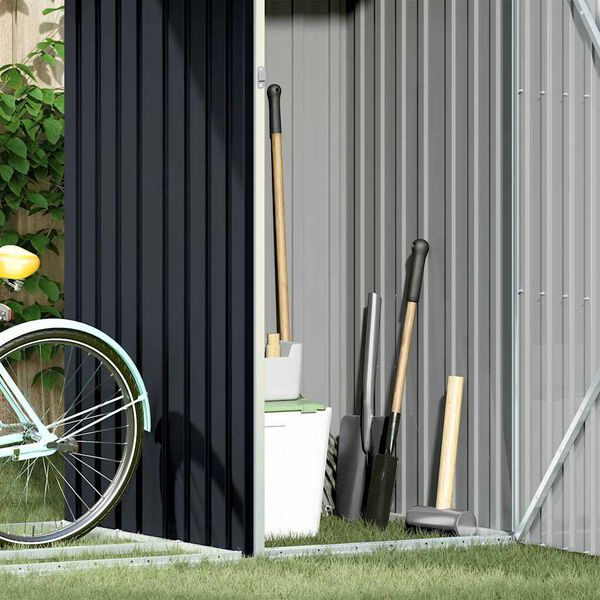 vidaXL Capanno per Legna Antracite 245x98x159 cm in Acciaio Zincato