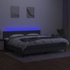 vidaXL Letto a Molle Materasso e LED Grigio Scuro 200x200cm in Tessuto