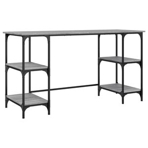 vidaXL Scrivania Grigio Sonoma 140x50x75cm Metallo e Legno Multistrato