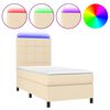vidaXL Letto a Molle con Materasso e LED Crema 90x200 cm in Tessuto