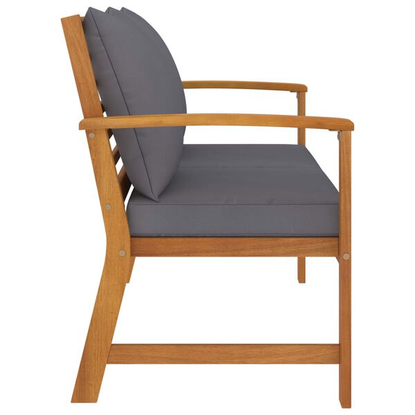 vidaXL Panca da Giardino 120 cm Cuscino Grigio Scuro Legno di Acacia