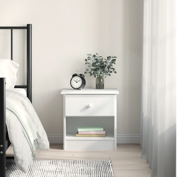 vidaXL Comodino ALTA Bianco 41x35x41 cm in Legno Massello di Pino