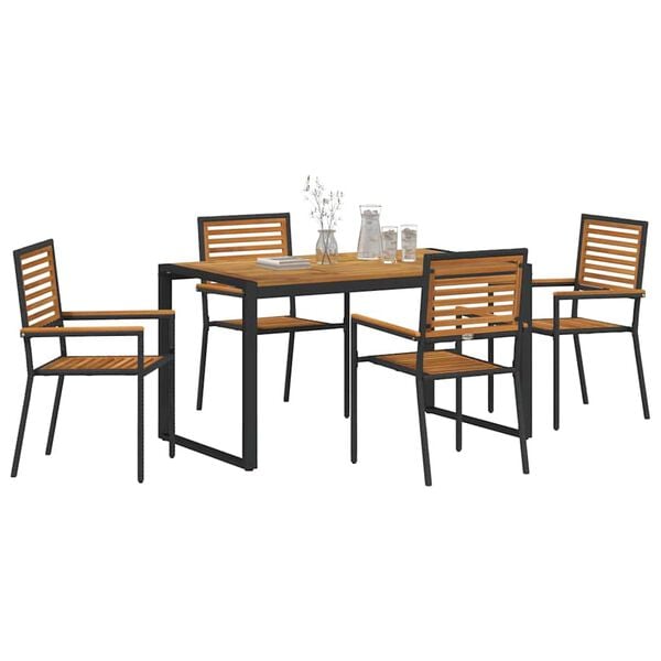 vidaXL Set da Pranzo per Giardino 5 pcs Nero e Marrone polyrattan