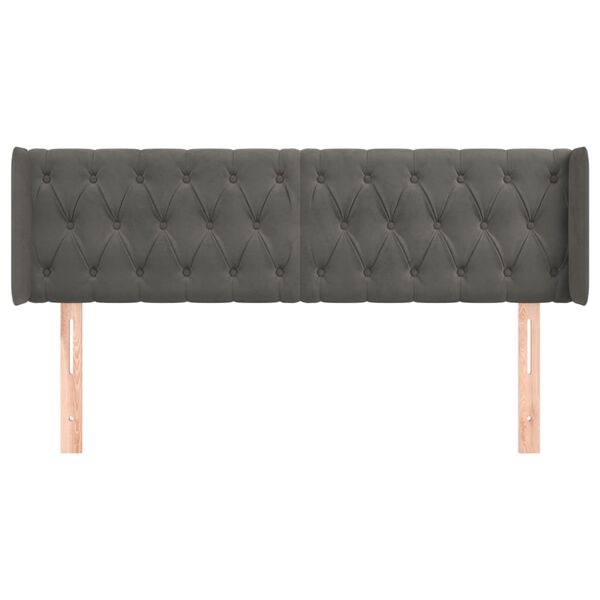 vidaXL Testiera ad Orecchio Grigio Scuro 163x16x78/88 cm in Velluto