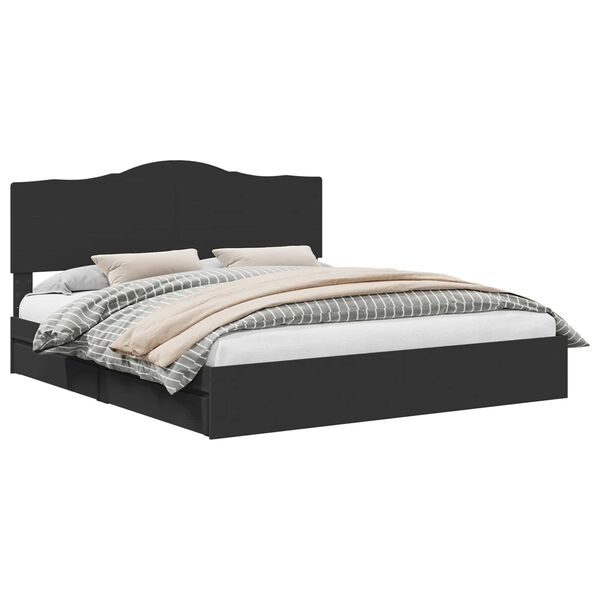 vidaXL Letto con Contenitore Nero 200 x 200 cm Legno multistrato