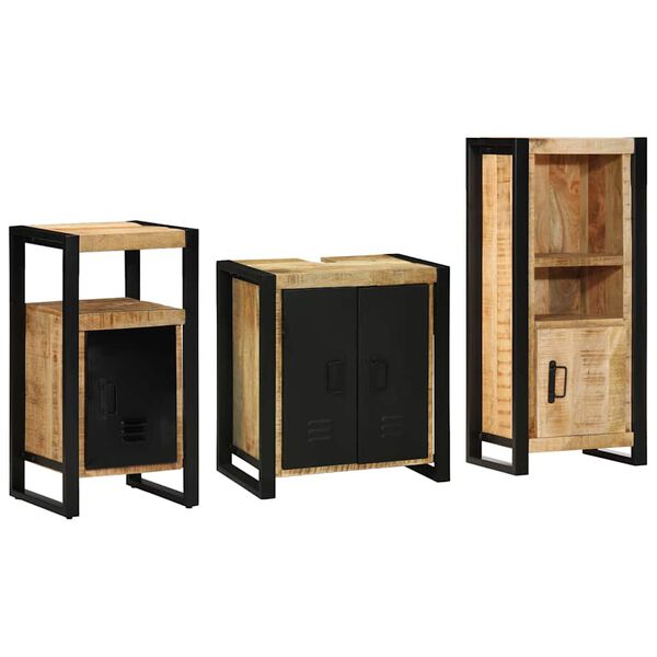 vidaXL Set di mobili per il bagno 3 pcs Legno di mango massello