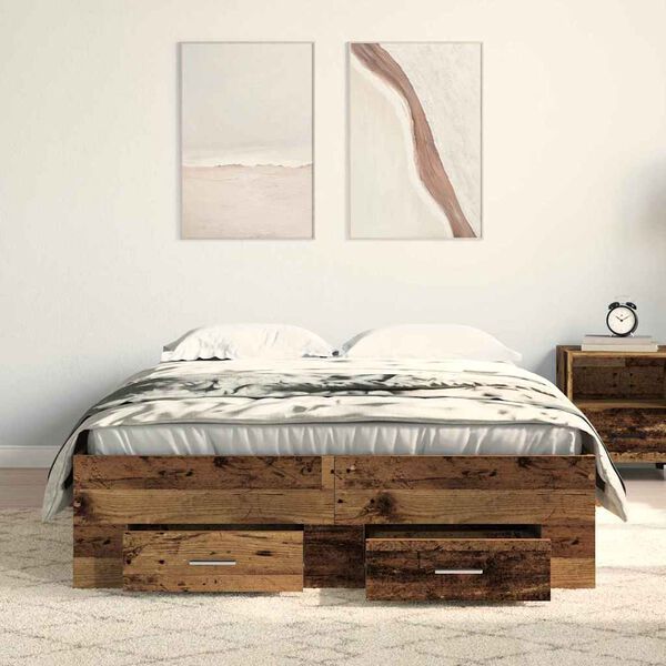 vidaXL Struttura del letto con cassetto Legno vecchio 120 x 190 cm