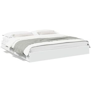vidaXL Giroletto con Cassetti Bianco 180x200 cm in Legno Multistrato