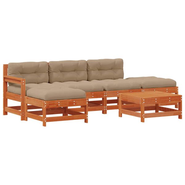 vidaXL Set Lounge da Giardino 6 pcs Marrone Cera