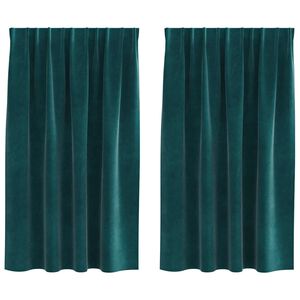vidaXL Tende con tende 2 pcs Verde scuro 140 x 140 cm Velluto