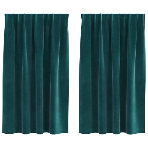 vidaXL Tende con tende 2 pcs Verde scuro 140 x 140 cm Velluto