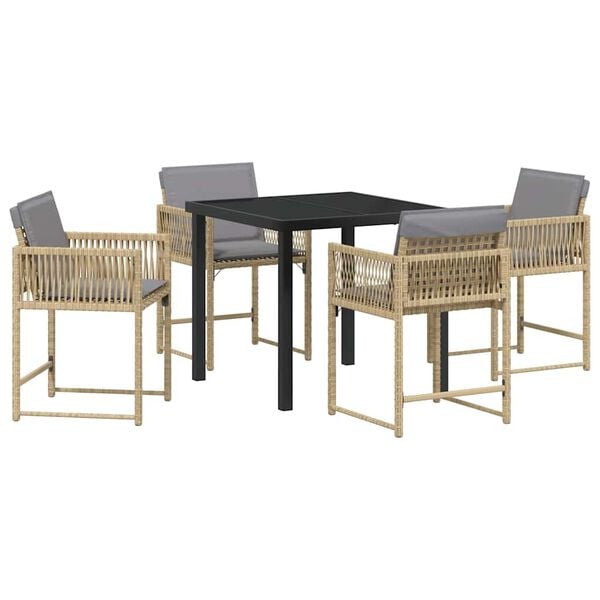 vidaXL Set da Pranzo per Giardino 5 pcs Beige polyrattan