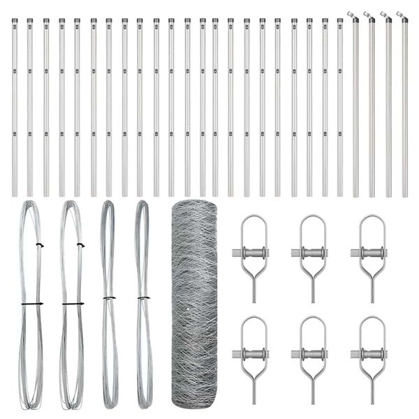 vidaXL Palo della recinzione Argento 50 x 0,4 m (rete 50 mm) Acciaio