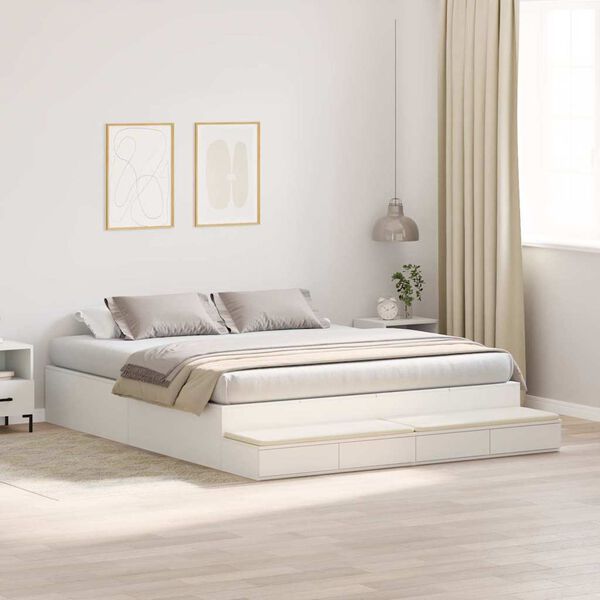 vidaXL Struttura letto con contenitore Bianco 180 cm Legno multistrato