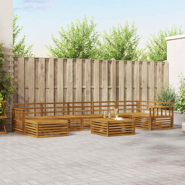 vidaXL Set divani 8 pcs Naturale Legno di Acacia Massello