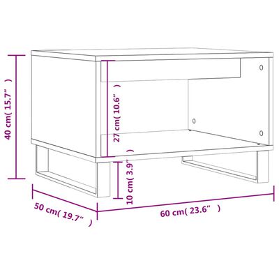 vidaXL Tavolino da Salotto Grigio Cemento 60x50x40cm Legno Multistrato