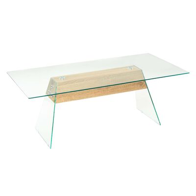vidaXL Tavolino da Caffè in MDF e Vetro 110x55x40 cm Colore Quercia