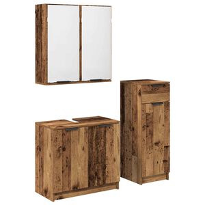 vidaXL Set di mobili per il bagno 3 pz Legno vecchio