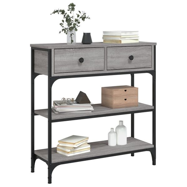 vidaXL Tavolino Consolle Grigio Sonoma 72,5x25x75 cm Legno Multistrato