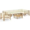 vidaXL Set Divani da Giardino 7 pz con Cuscini Bianco Crema in Bamb&ugrave;