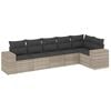 vidaXL Set Divano da Giardino 6pz con Cuscini Grigio Chiaro Polyrattan