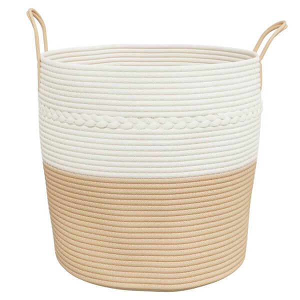 vidaXL Cestino Portaoggetti Beige e Bianco Ø43x38 cm in Cotone
