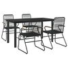 vidaXL Set da Pranzo da Giardino 5 pz Nero in Rattan PVC