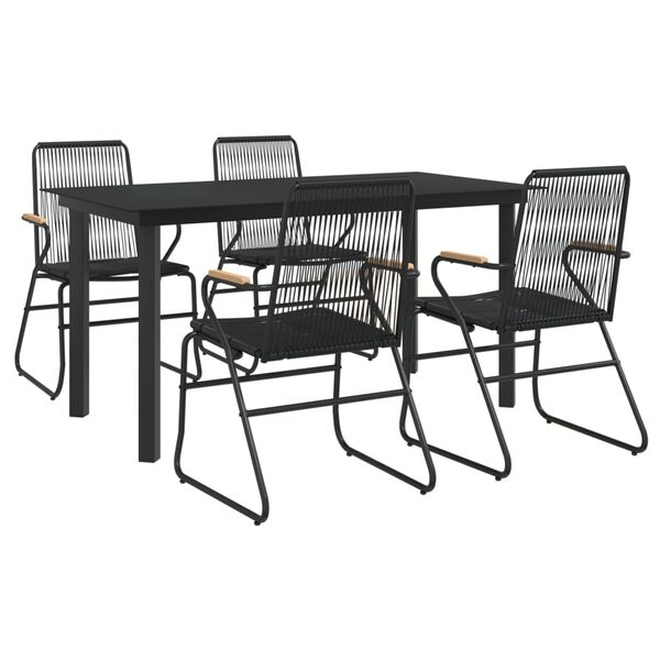 vidaXL Set da Pranzo da Giardino 5 pz Nero in Rattan PVC