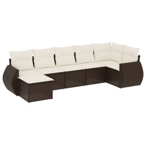 vidaXL Set Divani da Giardino 7 pz con Cuscini Marrone in Polyrattan