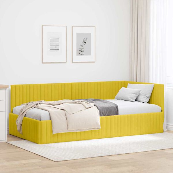 vidaXL Cornice del letto ad angolo Giallo 100 cm x 200 cm Velluto