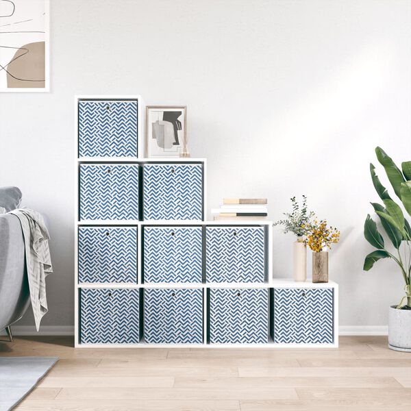 vidaXL Scatole Portaoggetti 10 pz Blu 32x32x32 cm Tessuto non Tessuto