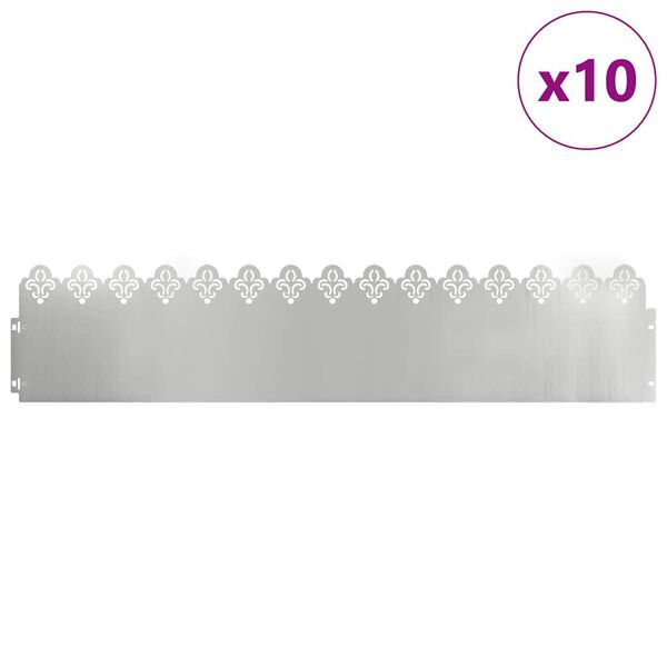 vidaXL Bordure per prato 10 pcs Argento 103 x 0,05 x 22 cm