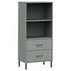 vidaXL Libreria 2 Cassetti Grigio 60x35x128,5 cm Legno Massello OSLO