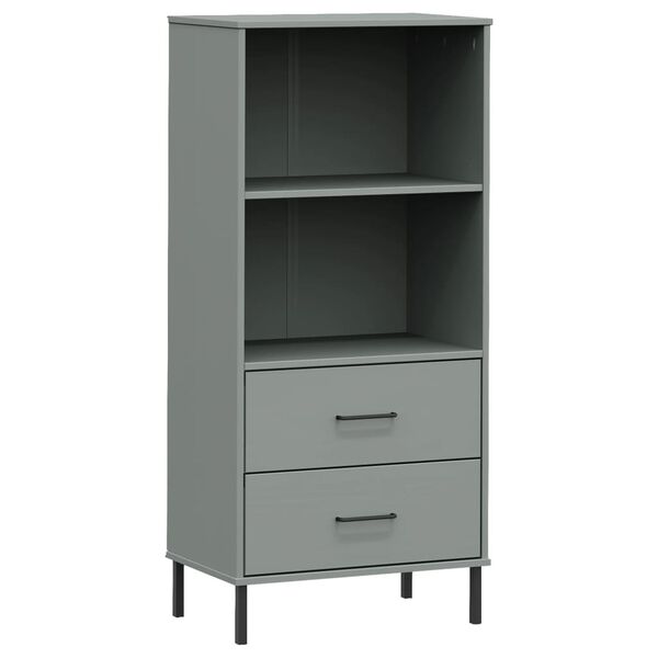vidaXL Libreria 2 Cassetti Grigio 60x35x128,5 cm Legno Massello OSLO