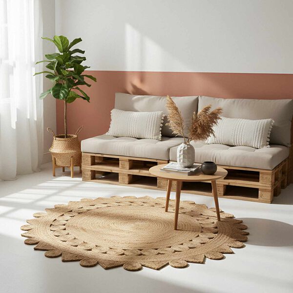 vidaXL Tappeto Marrone Ø 210 cm Juta