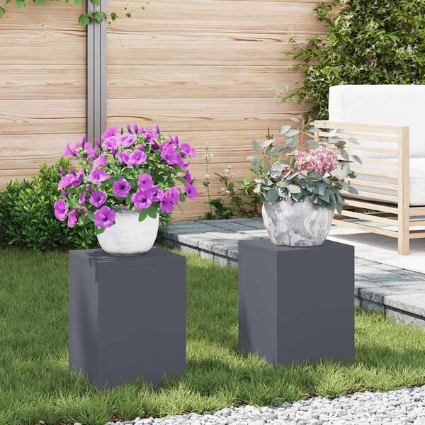 vidaXL Supporto per piante 2 pcs Antracite 24 x 24 x 35 cm Acciaio