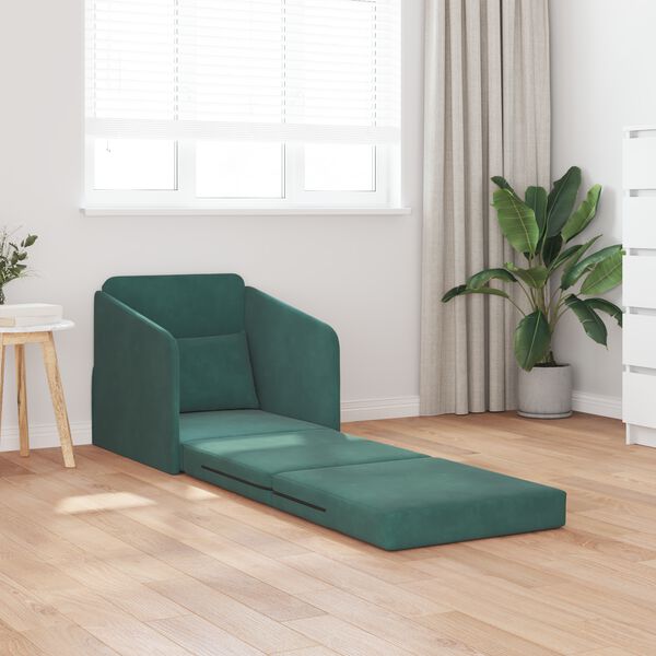 vidaXL Divano letto Verde Scuro 65 x 80 x 83 cm Velluto