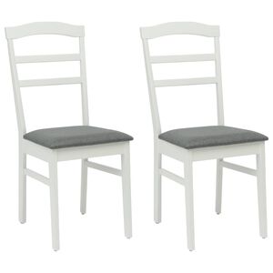 vidaXL Sedia da pranzo 2 pz Legno di gomma solido Bianco e Grigio