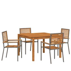 vidaXL Set da Pranzo per Giardino 5 pz Grigio Legno di Acacia Massello