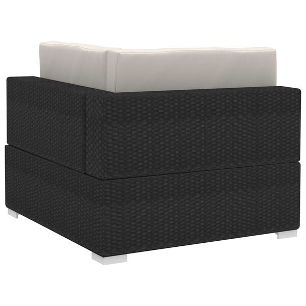 vidaXL Poltrone Modulari ad Angolo con Cuscini 2 pz Polyrattan Nero