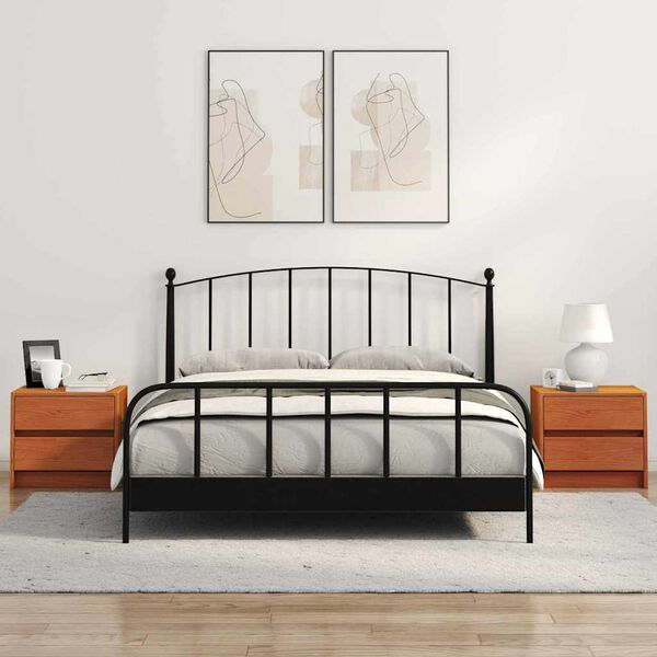 vidaXL Comodini 2 pcs Marrone cerato 40 x 30.5 x 35.5 cm Legno di pino