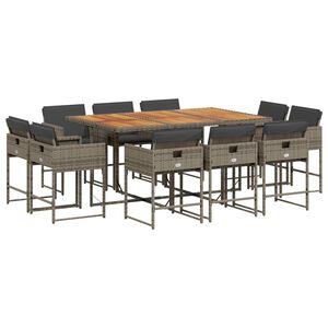 vidaXL Set da Pranzo da Giardino 11pz con Cuscini in Polyrattan Grigio
