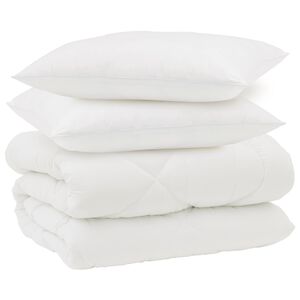 vidaXL Duvet Invernale con cuscino 3 pcs Bianco Microfibra